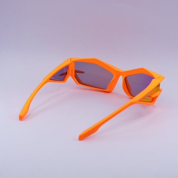 Givenchy GV40049U 43C Sunglasses Orange Geometric Frame, Orange Mirror Lenses - Picture 9 of 10